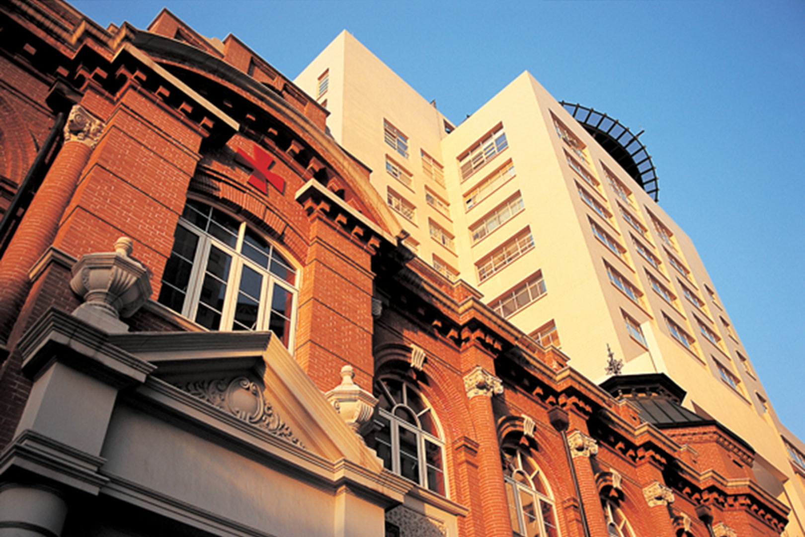Historic red-brick building at Huashan Hospital in Shanghai